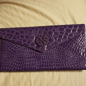 Tory Burch Purple Crocodile wallet clutch